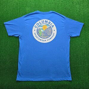 Columbia Tshirt Mens XL Blue Short Sleeve‎ Sportswear Desert Landscape Outdoor